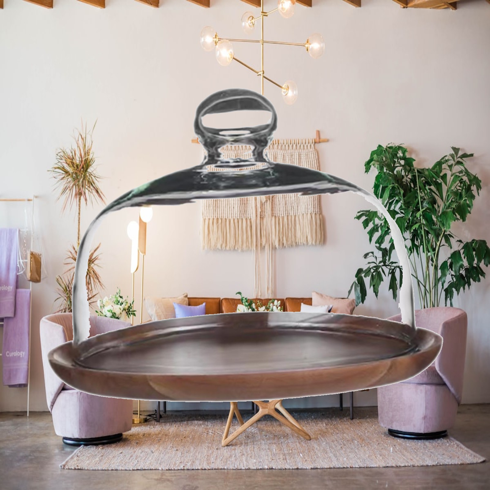Food Storage Glass Round - Houten taartplateau met glazen deksel, taart-