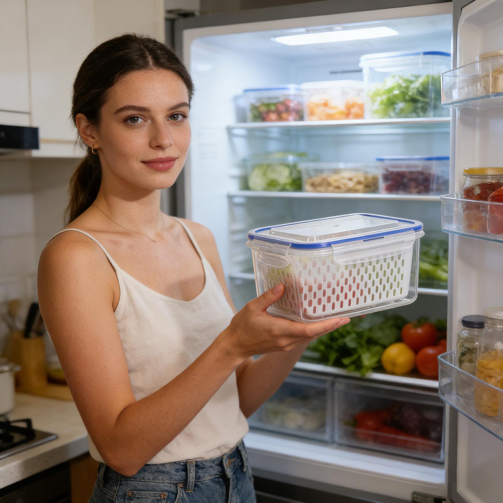 Food Storage Refrigerator - 4-in-1 voedselbewaarcontainer 4-in-1 lekvrije transparante organizers