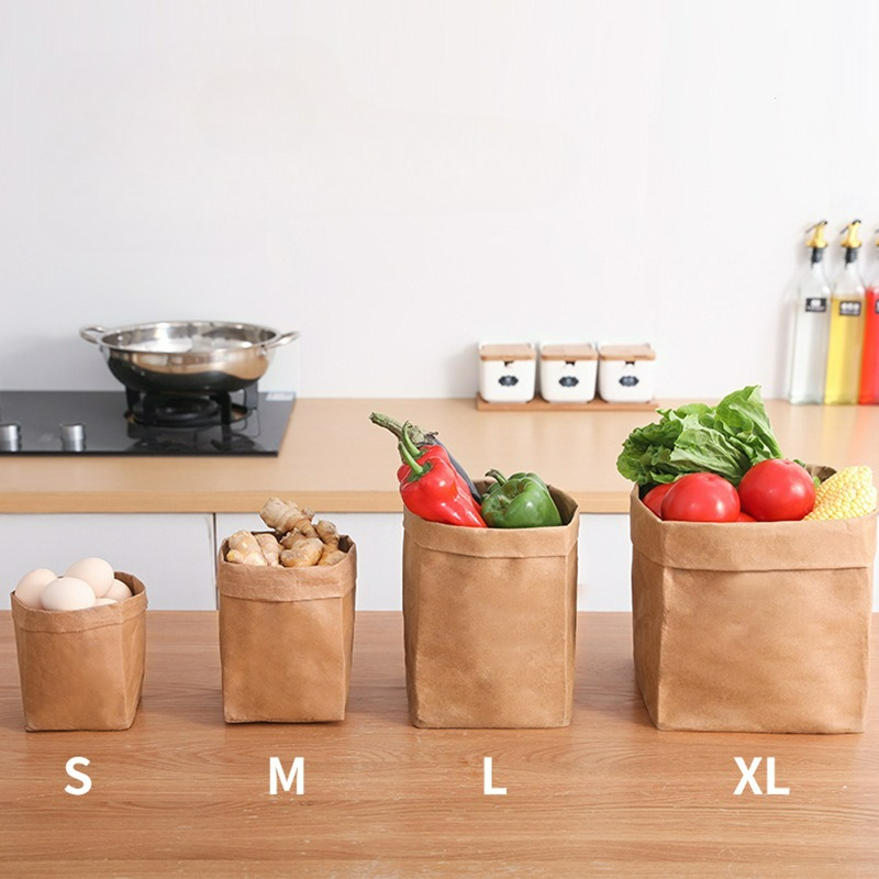 Food Storage Bags Reusable - Kraftpapieren zakken, wasbare papieren opbergzakken, herbruikbare