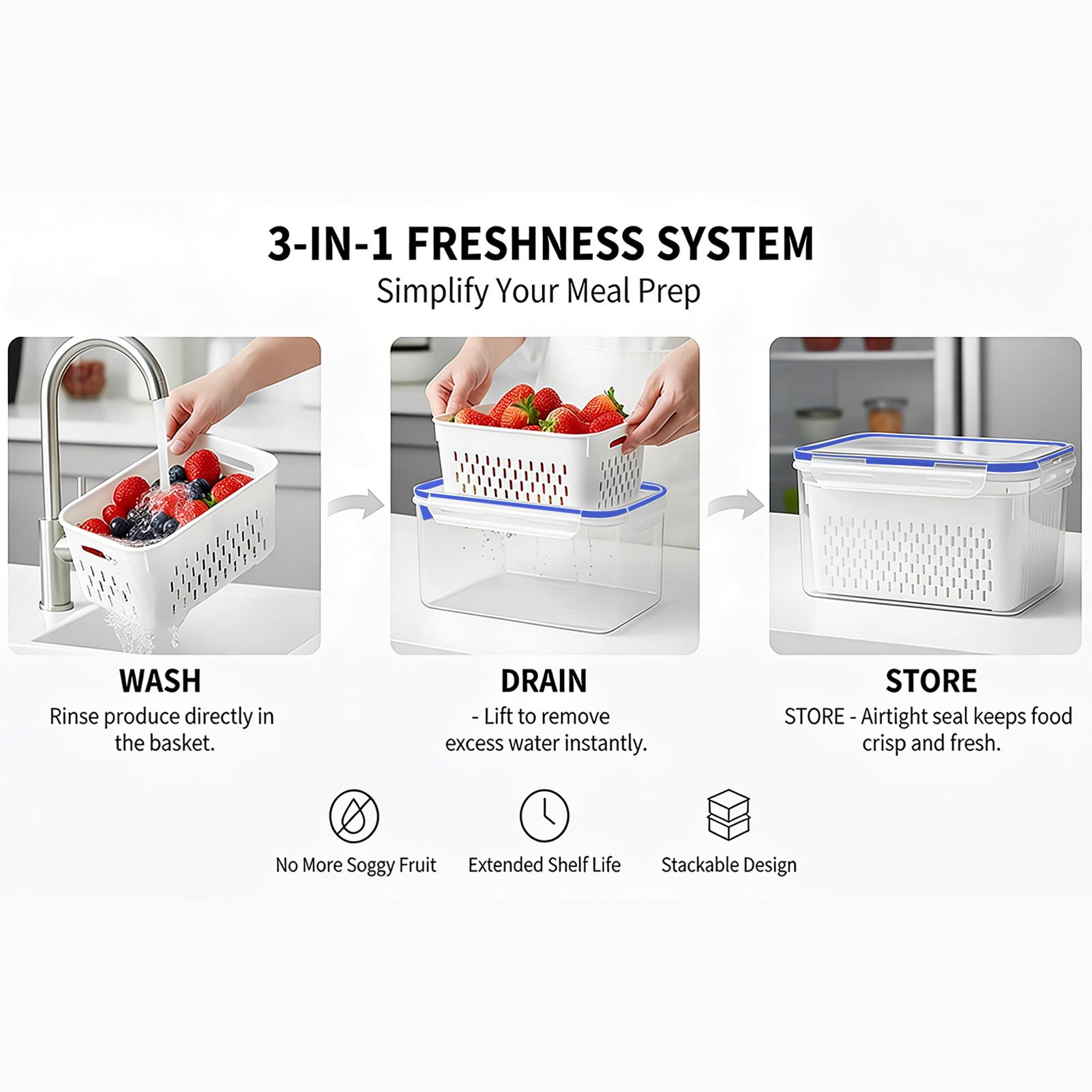 Food Storage Containers - 4-in-1 voedselbewaarcontainer 4-in-1 transparante lekvrije containers