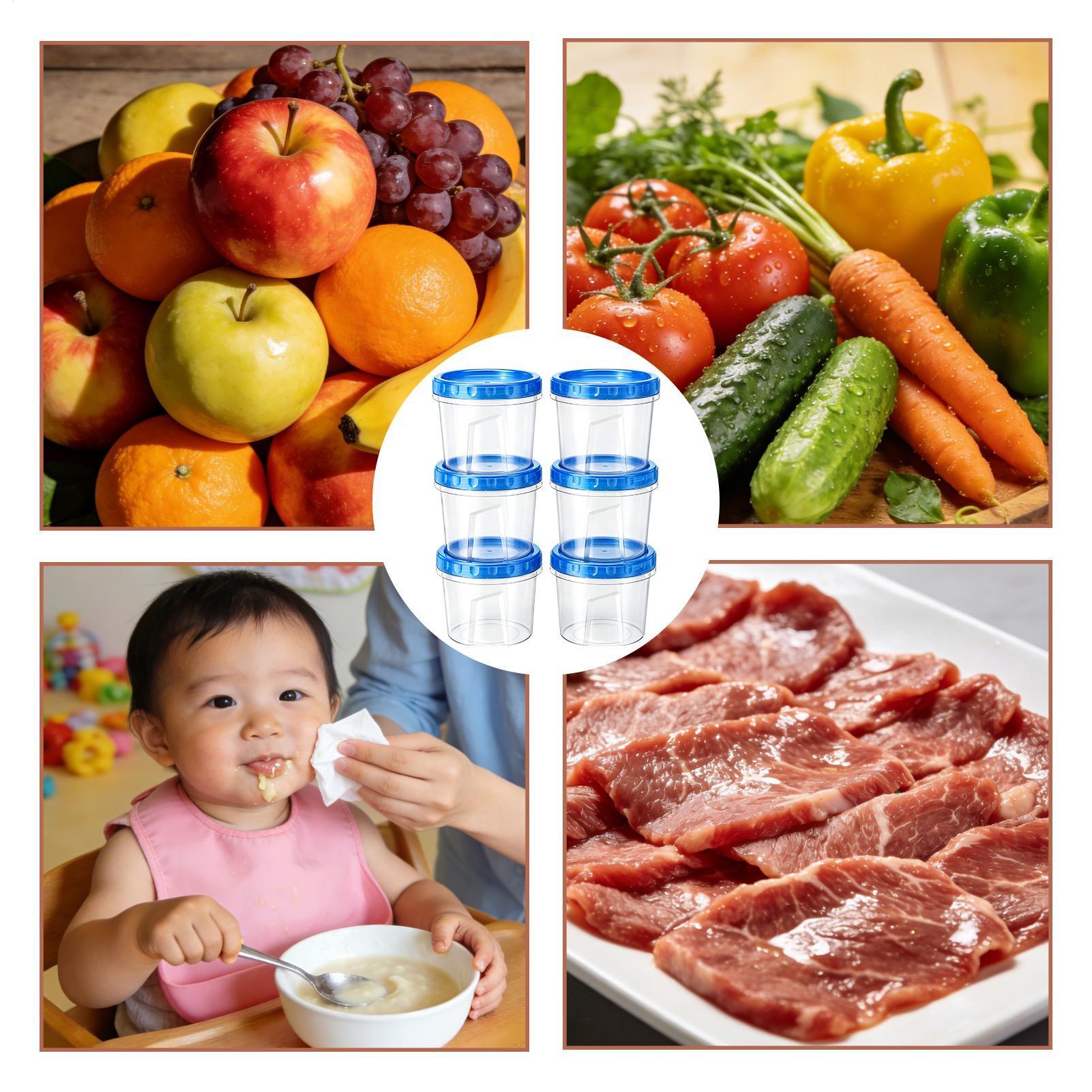 Food Storage Refrigerator - Vriezercontainers voor voedselopslag 6-delige 16oz lekvrije