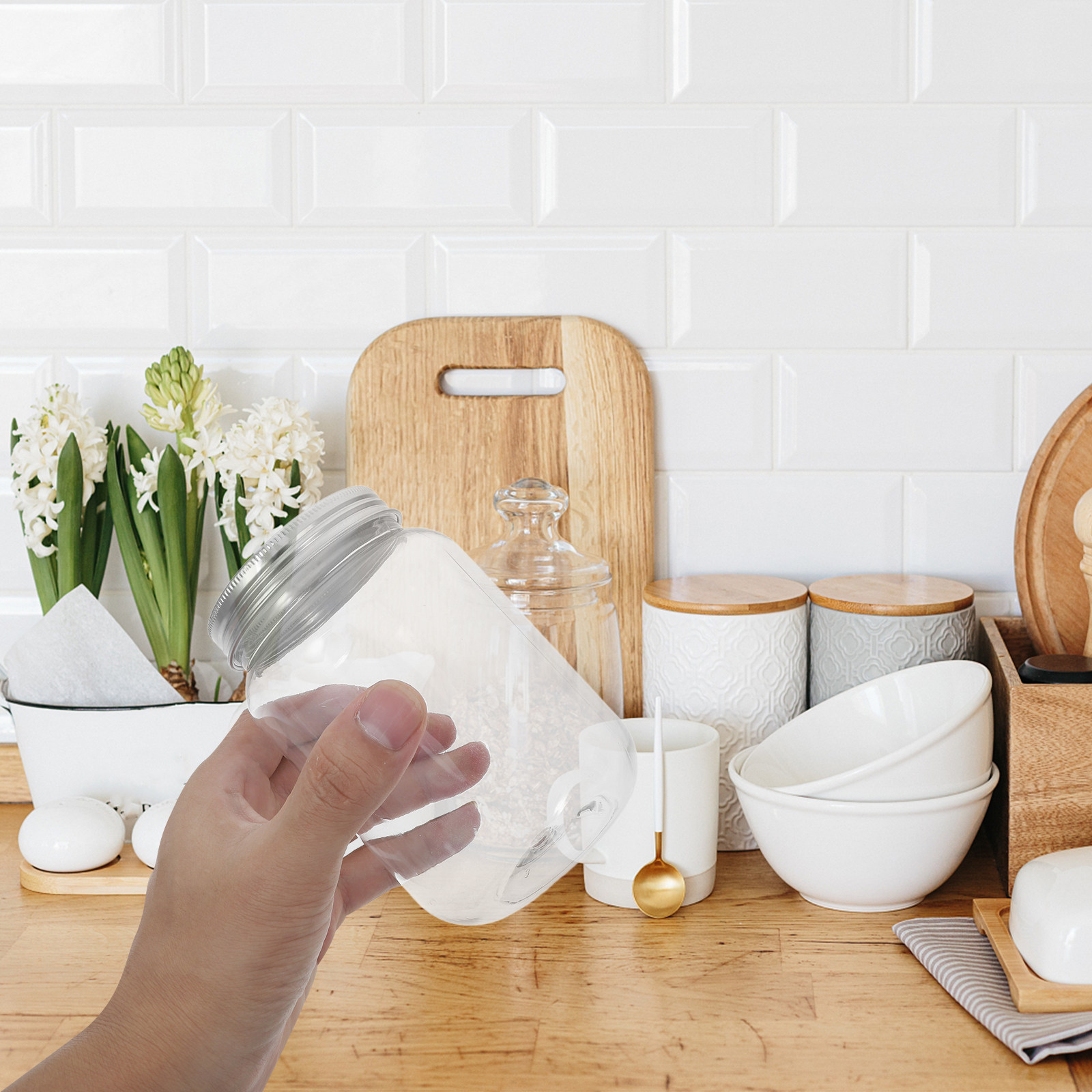 Food Storage Lid - 4 stuks doorzichtige plastic potten met