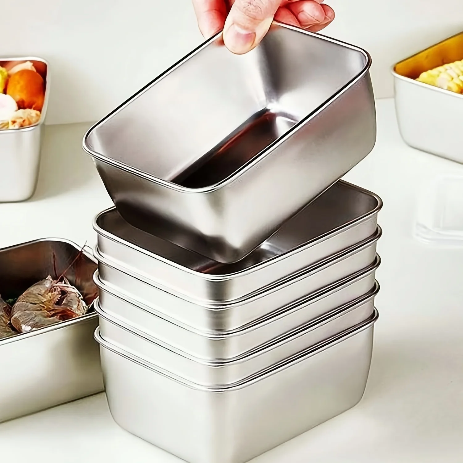 Food Storage Aluminum - RVS voedselbewaarbakjes set met deksels -