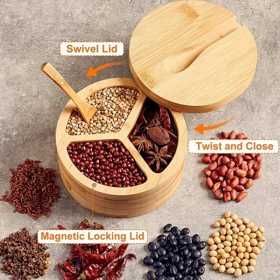 Herb Keeper Container - Bamboe bedekte houten lepel kruidenpot badzoutpot