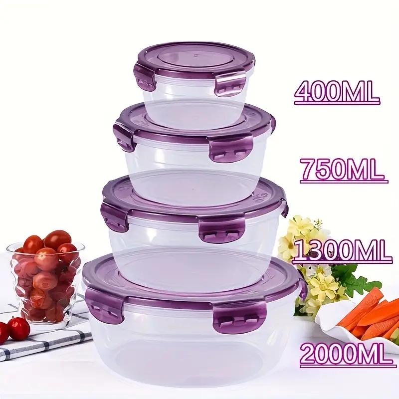 Food Storage Ideas - 4 plastic voedselbewaarcontainers, lunchboxen, geschikt voor