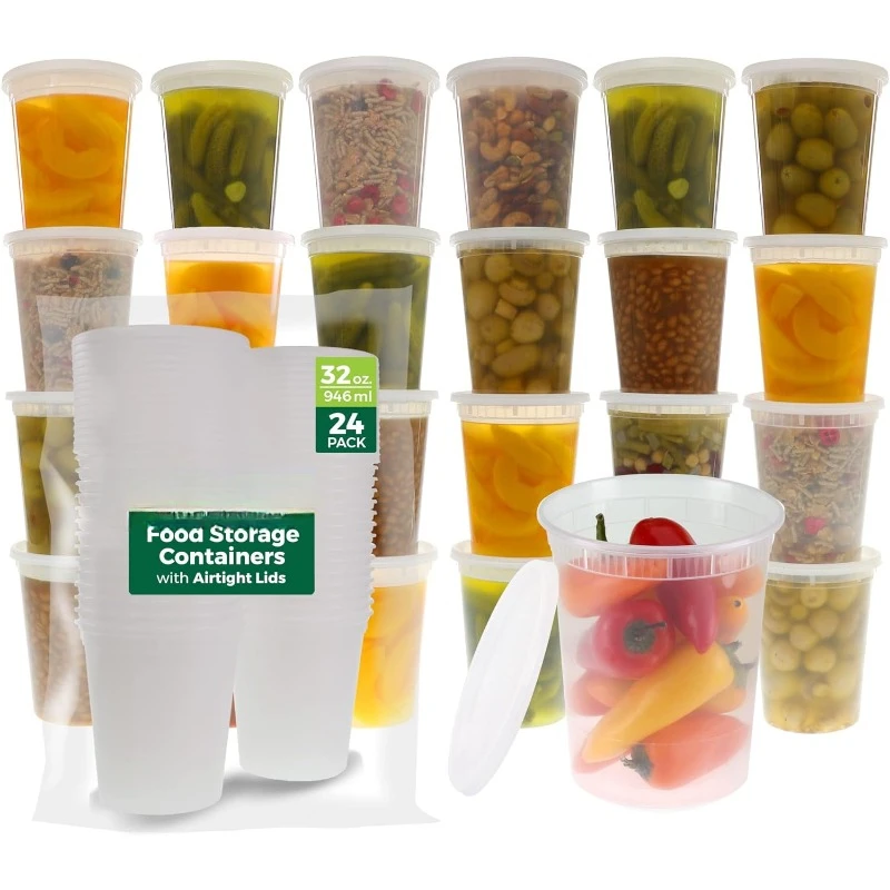 Food Storage Ideas - [24 Set] 8Oz-32 Oz Plastic Delicatessenbakjes