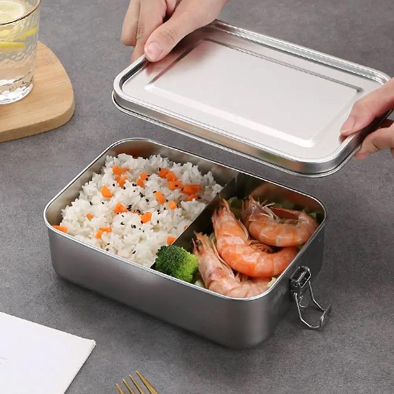 Food Storage Lock Box - 304 roestvrijstalen lunchcontainer met slotgesp, metalen