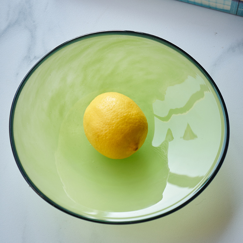 Food Storage Glass Round - Brede mond zwarte randen gekleurde glazen