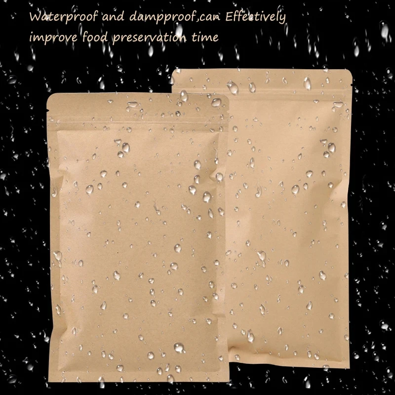 Food Storage Bags Reusable - 100 STKS Bruin Kraftpapier Ritssluiting Zakje