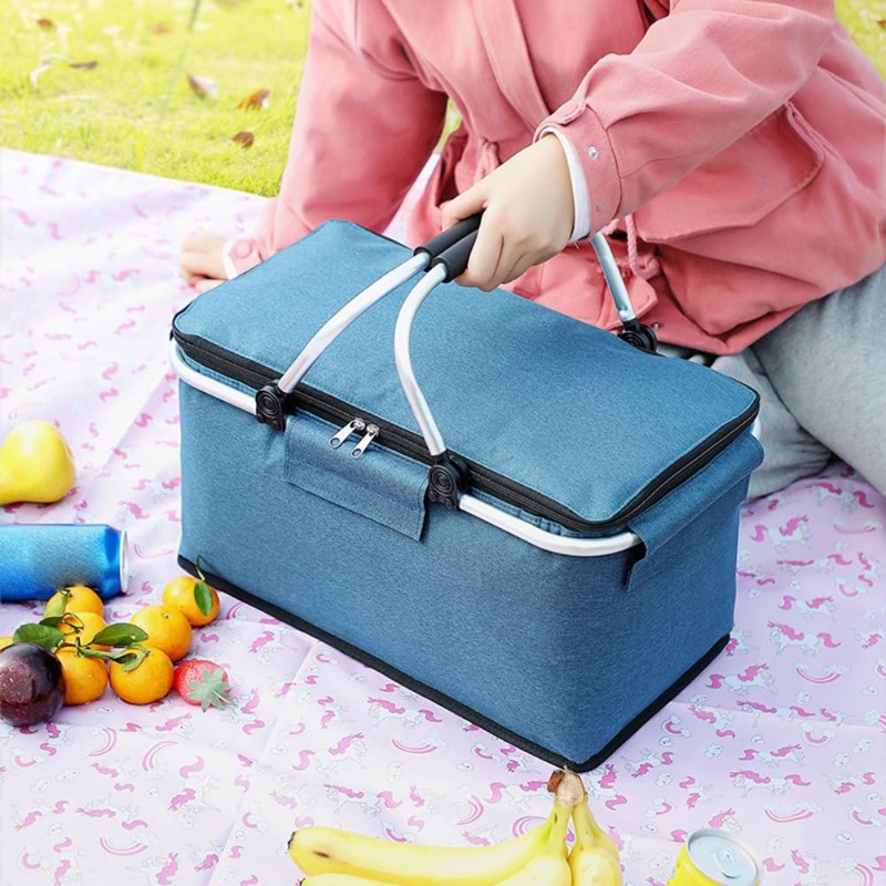 Food Storage Aluminum - Plat opvouwbare Oxford picknickmand met aluminium