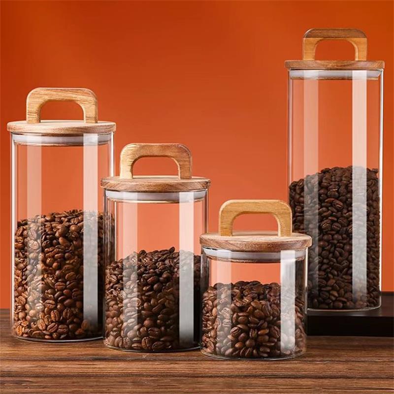Food Storage Jars With Lids - Helderglazen pot met bamboe deksel Verzegelde