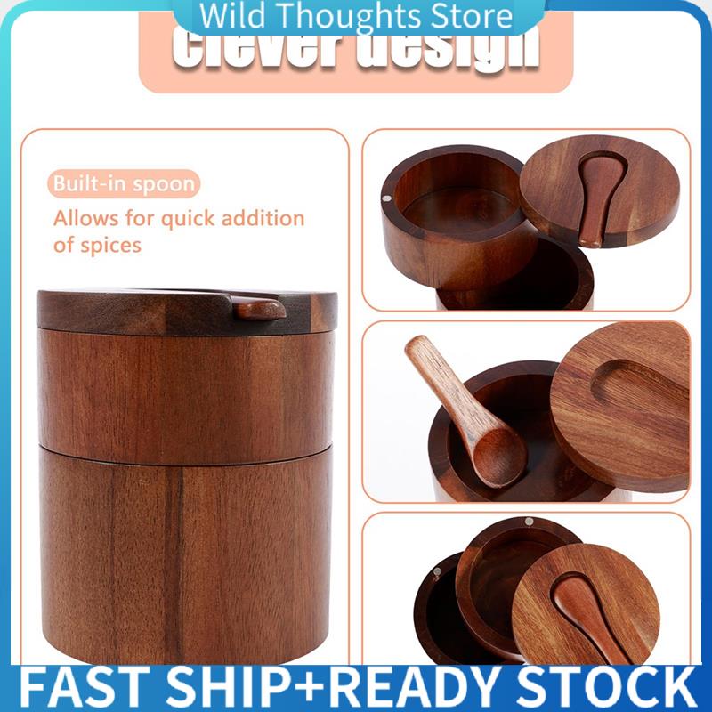Herb Keeper Container - Houten zoutvaatje, kruidencontainer met 2 niveaus,