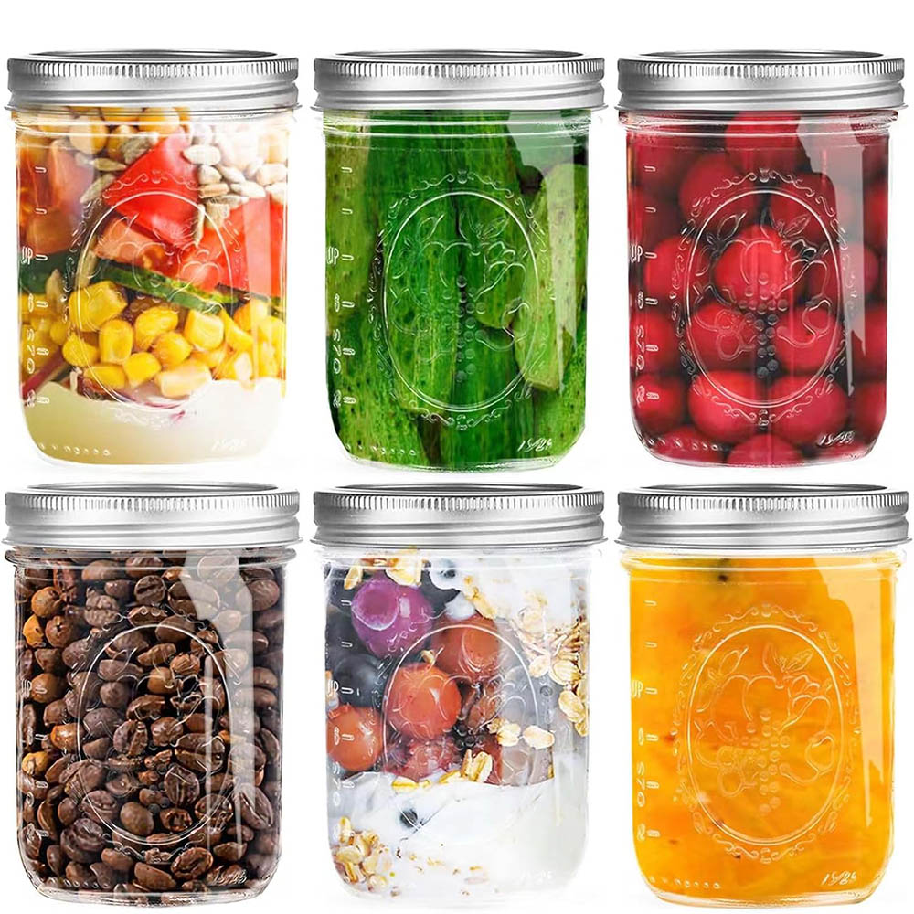 Food Storage Lid - 16oz brede-mond Mason-potten met deksels, conservenpotten