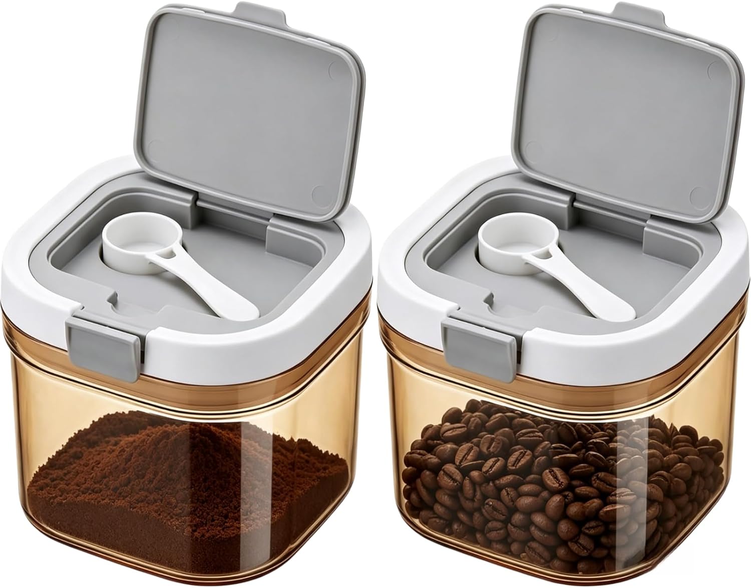 Food Storage Jars Airtight - 2 stuks koffiebus met schepje, luchtdichte