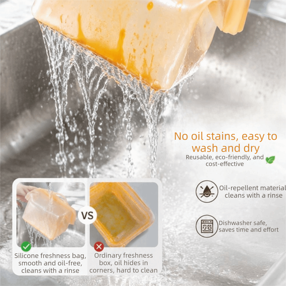 Food Storage Silicone Bags - Lekvrije siliconen voedselbewaarzakken, hittebestendig, geurdicht, herbruikbaar,