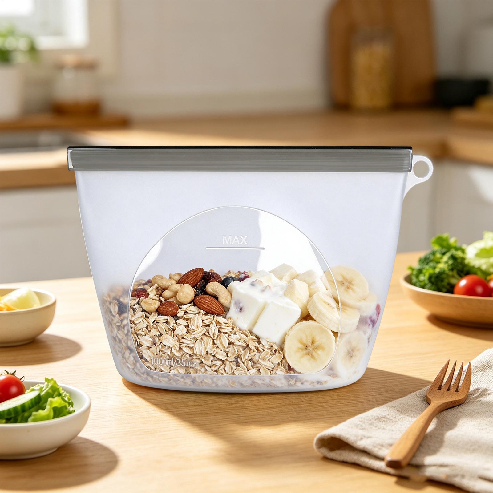 Food Storage Silicone Bags - Siliconen zakken voor voedselopslag 1000 ml