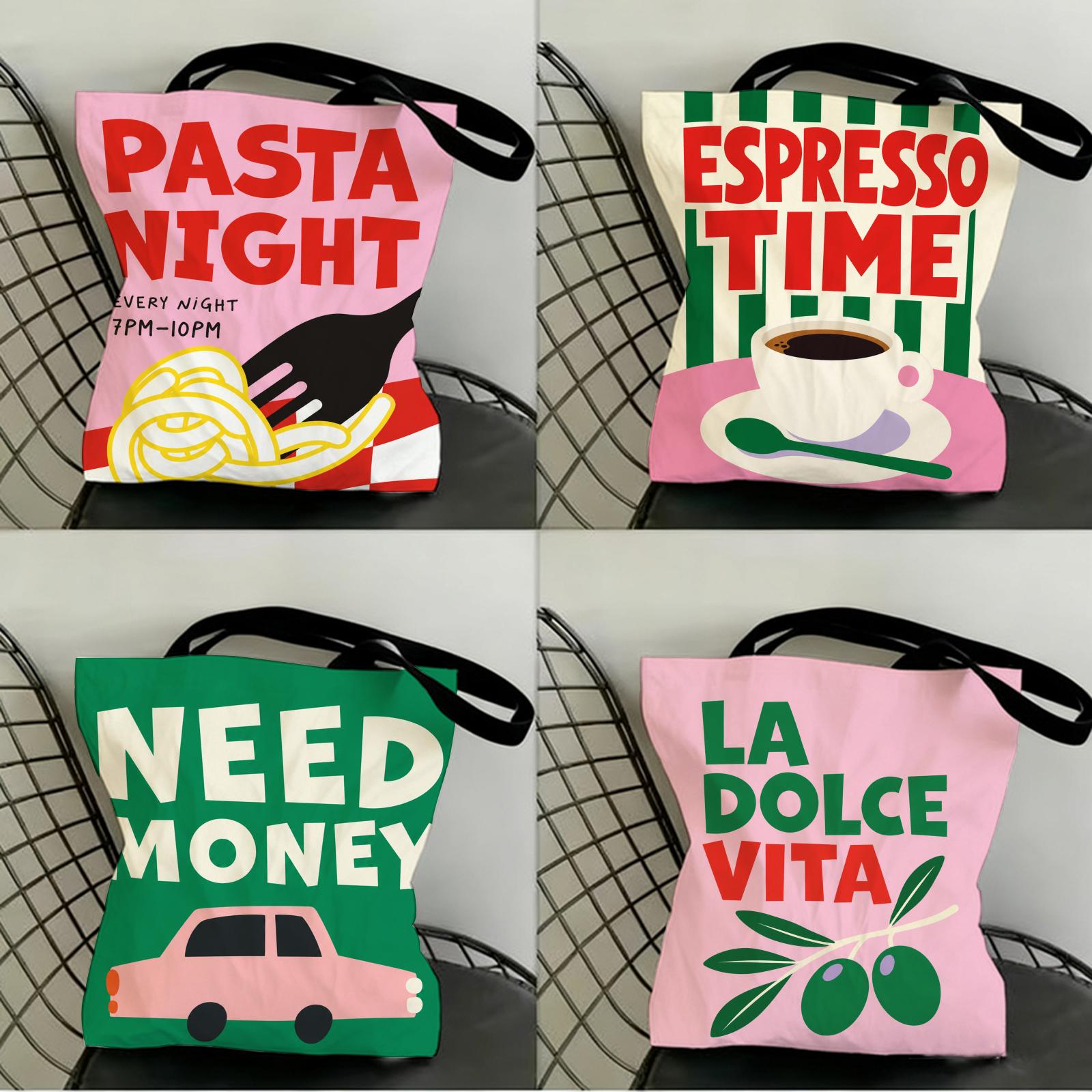 Food Storage Quotes - Kleur Voedsel Kunst Citaat Opbergzakken Canvas