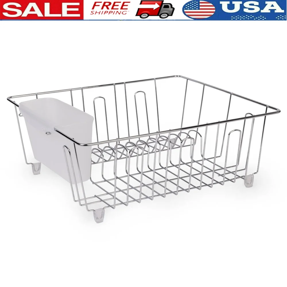 Food Storage Organiser - Kleine draad afdruiprek keukenorganizer met bestekbeker